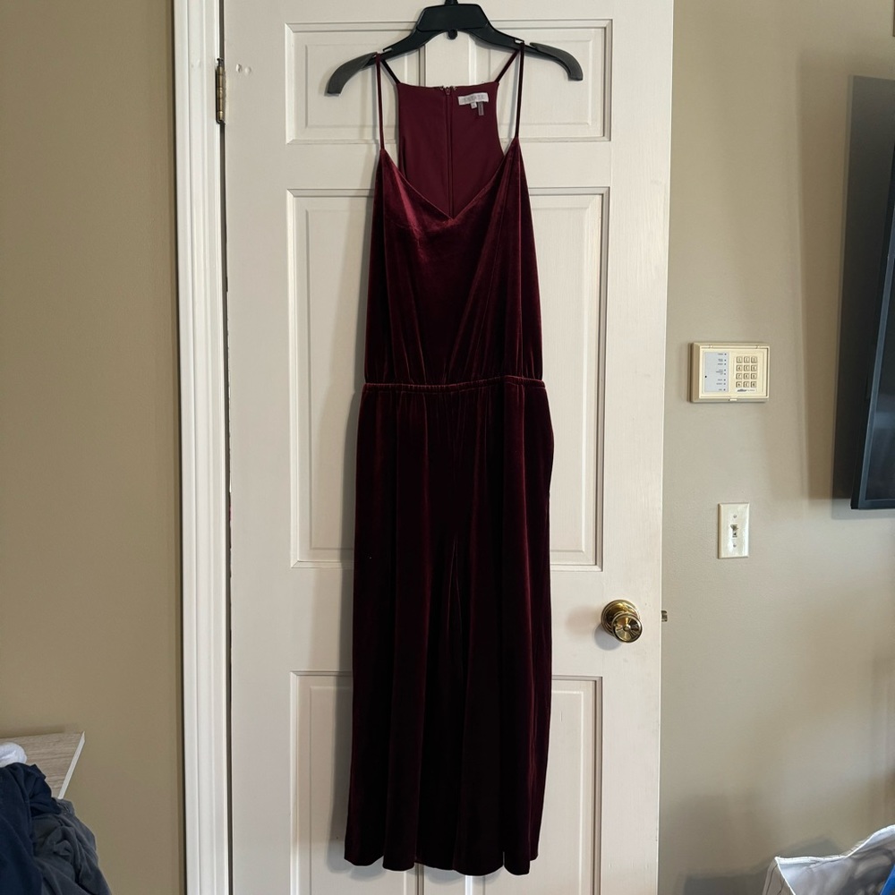 Burgundy Velvet Jumpsuit